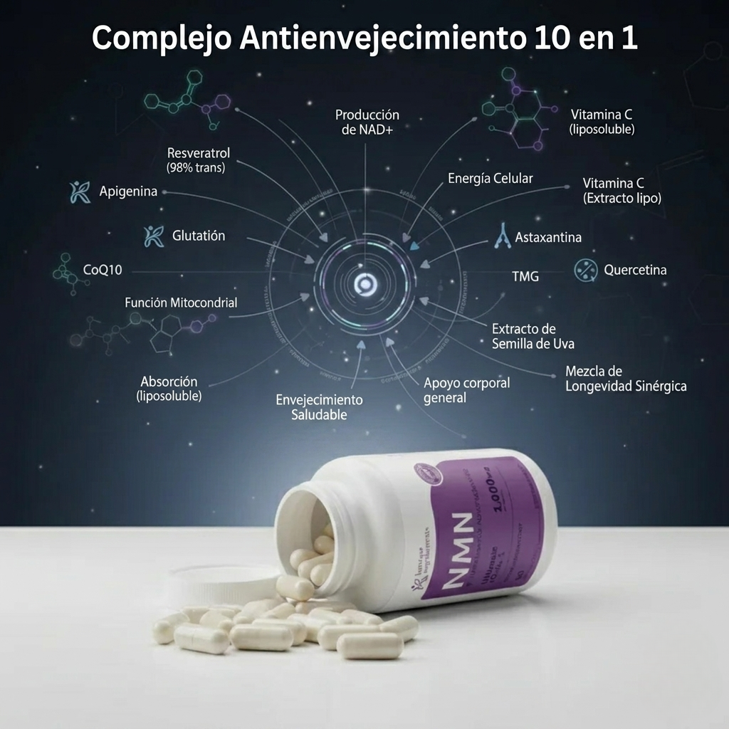 NMN Complex 10 en 1  Complejo antienvejecimiento  | 60 Cápsulas